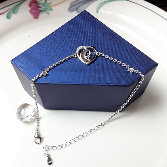 NEW S925 Bracelet Crescent Moon and Star - Picture 4 of 7
